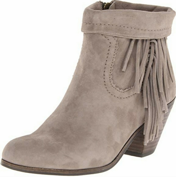 Sam Edelman Shoes - Sam Edelman tan suede Louie Fringe bootie sz 6